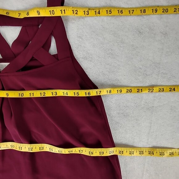 Peach Love California Womens Burgundy, Fully Lined Flowing Midi Dress Size Small - Picture 8 of 11